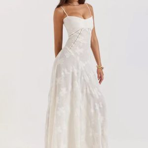 Women's Fashionable Tubeless Boat Neck Elegant Evening Dress