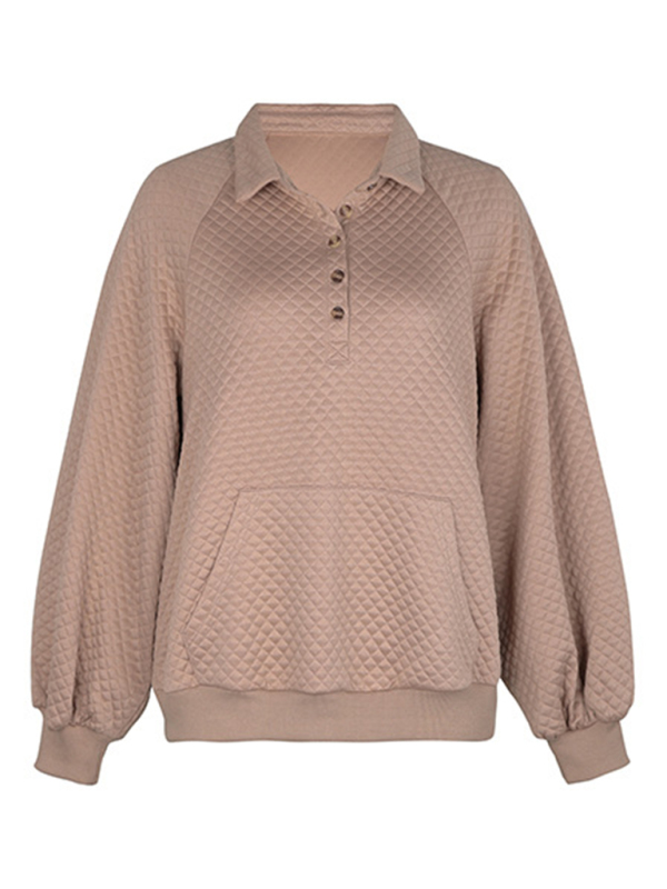 Women's new lapel solid color long-sleeved autumn and winter sweatshirt - Image 4