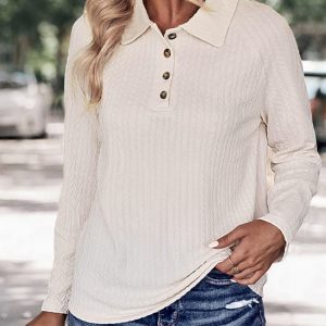 Women's New Lapel Solid Color Long Sleeve Sweater