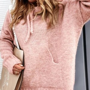 Women's Knitted Hoodie Kangaroo Pocket Casual Knitwear