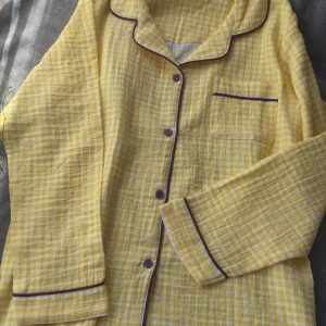 Women's new plaid simple two-piece home clothes that can be worn outside