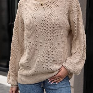 New women's cable solid color pullover sweater