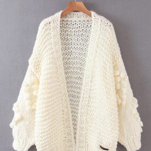 Women's Long Sleeve Thick Knitted Twist Loose Cardigan