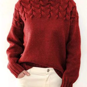 Casual long-sleeved turtleneck solid color sweater pullover top