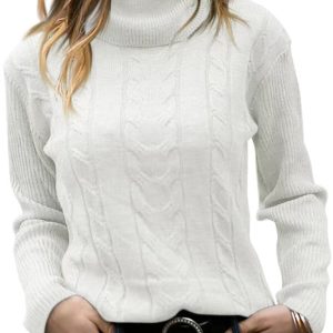 New Women's Solid Color Turtleneck Sweater Retro Long Sleeve Sweater