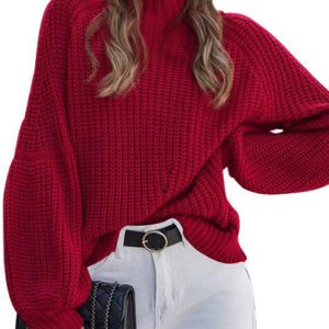 New women's solid color loose half turtleneck sweater