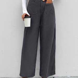 New Women's Corduroy Patch Pocket Casual Pants