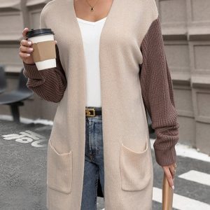 New women's color block sweater jacket