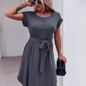 women's casual short sleeve knitted dress