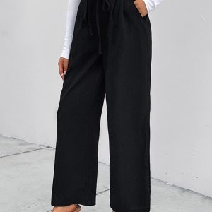 Women's High Waist Loose Fit Wide Leg Trousers