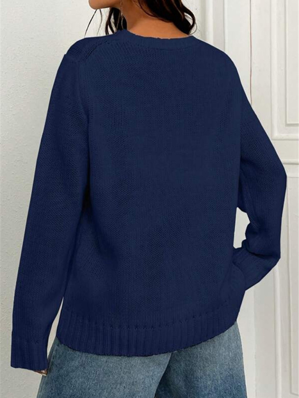 New loose round neck flag pattern simple and versatile knitted sweater - Image 16