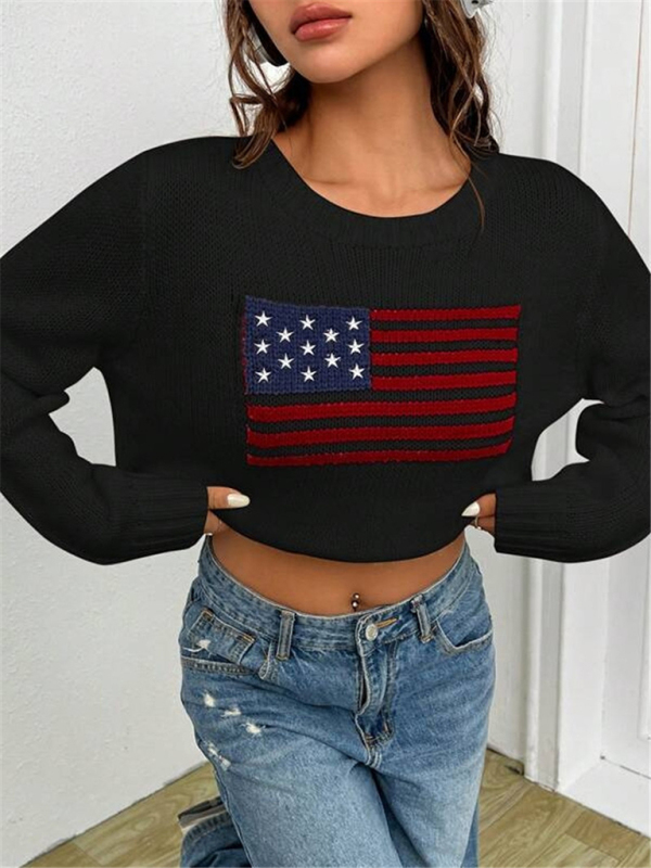 New loose round neck flag pattern simple and versatile knitted sweater - Image 18