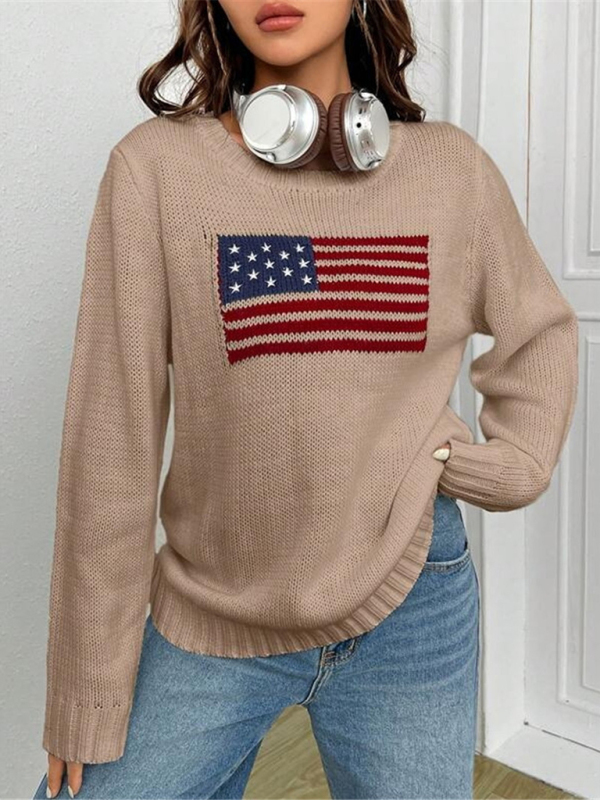 New loose round neck flag pattern simple and versatile knitted sweater - Image 7