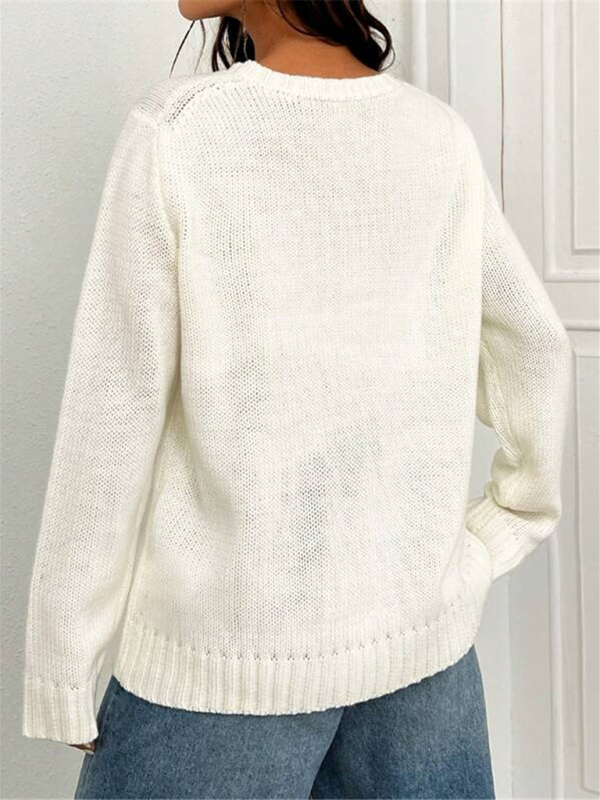 New loose round neck flag pattern simple and versatile knitted sweater - Image 12