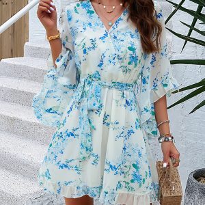 Women's elegant printed strappy dress