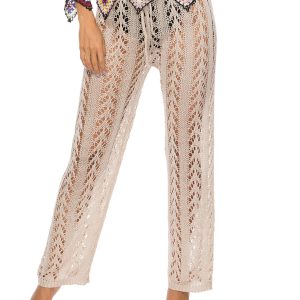 Sexy hollow loose wide leg holiday style beach trousers