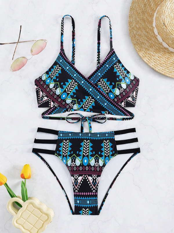 Feminine western style printed stretch elastic two piece bikini - Image 21