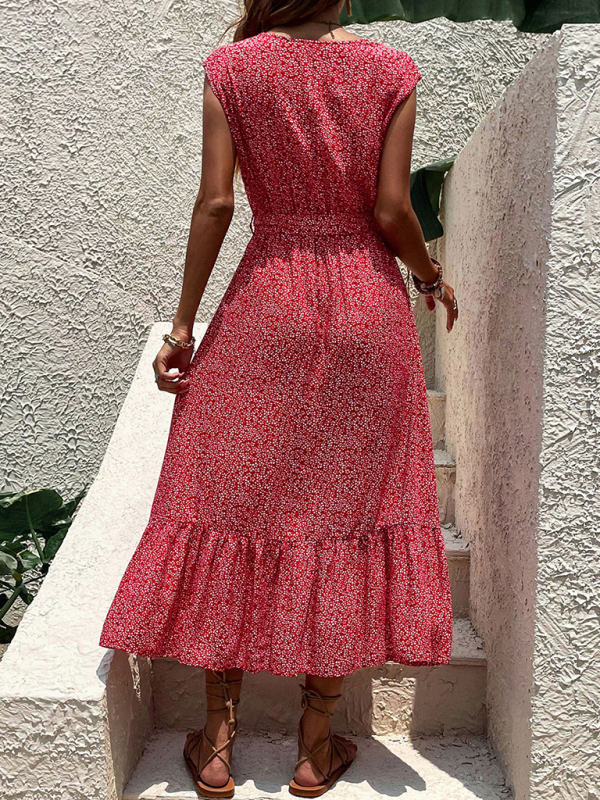 Women's new resort style printed sleeveless strappy dress - Image 4