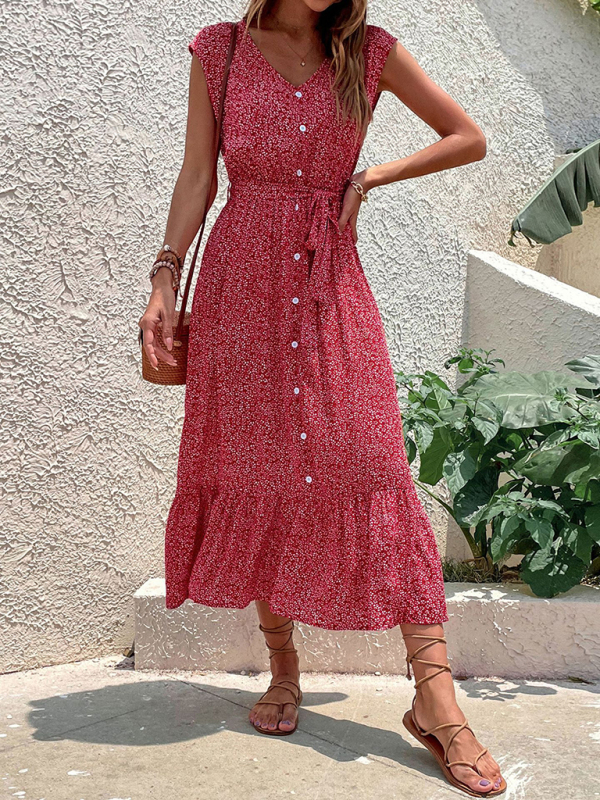 Women's new resort style printed sleeveless strappy dress - Image 5