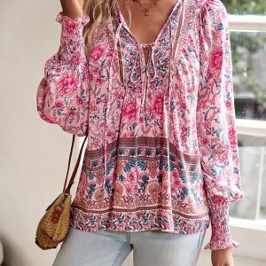 Women's Bohemian Casual Floral Print blouse