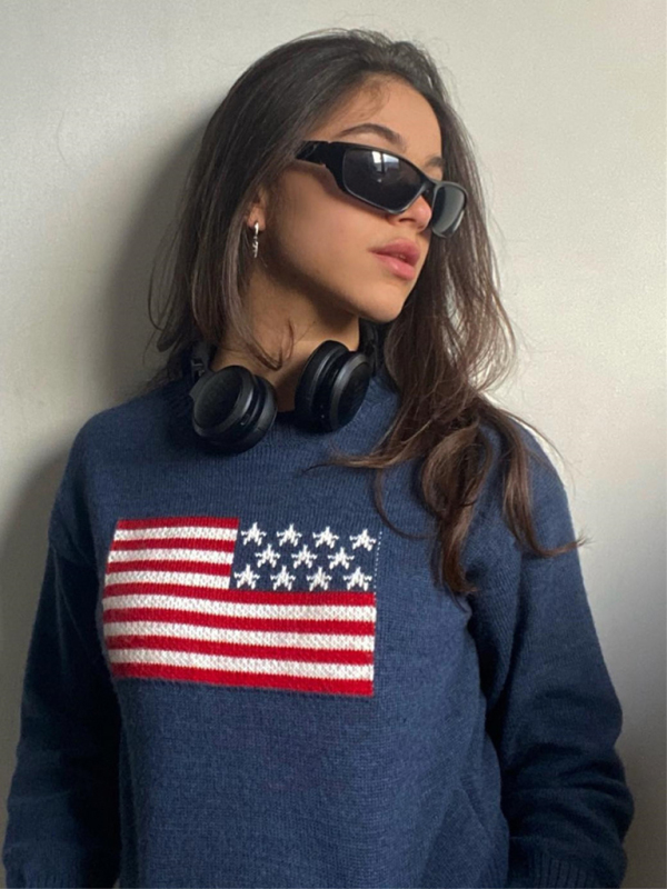 Women's Independence Day American Flag Graphic Pullover Sweater - Image 6