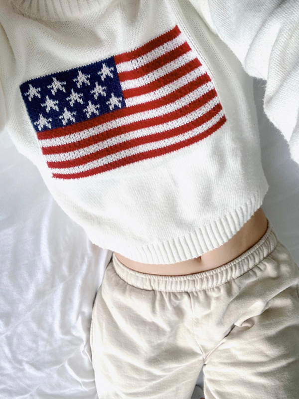 Women's Independence Day American Flag Graphic Pullover Sweater - Image 2