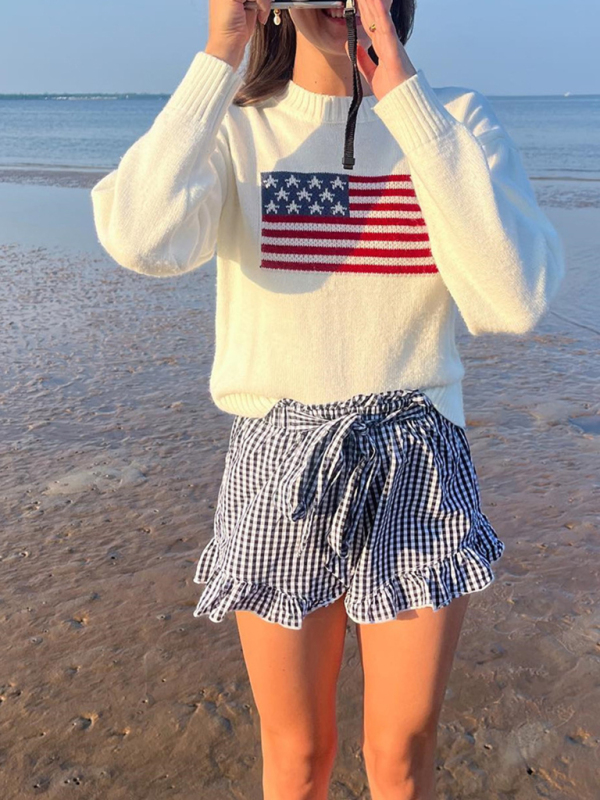Women's Independence Day American Flag Graphic Pullover Sweater - Image 4