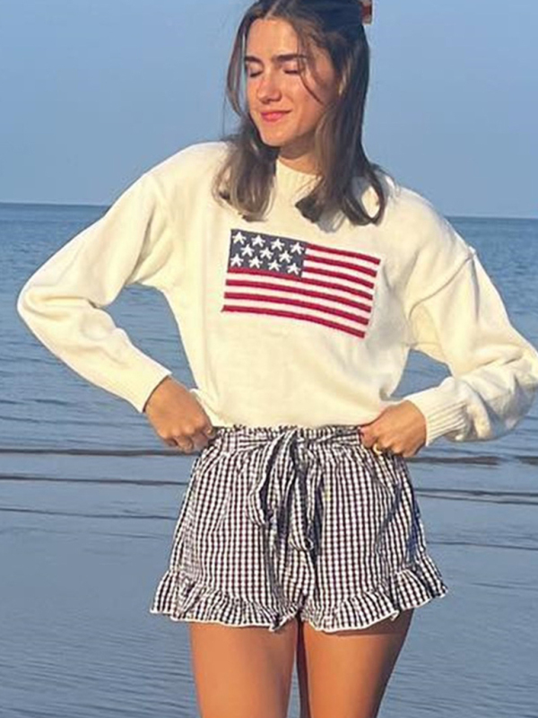 Women's Independence Day American Flag Graphic Pullover Sweater - Image 3