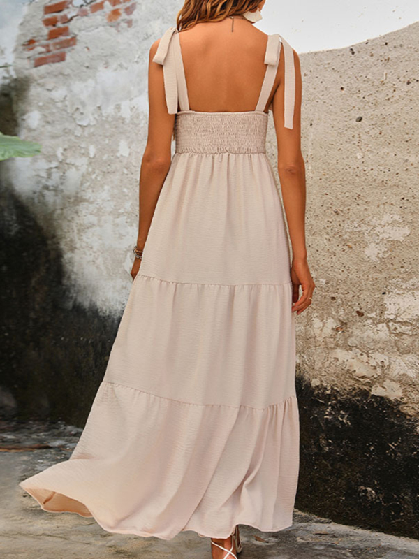 Ladies new backless solid color suspender dress - Image 4