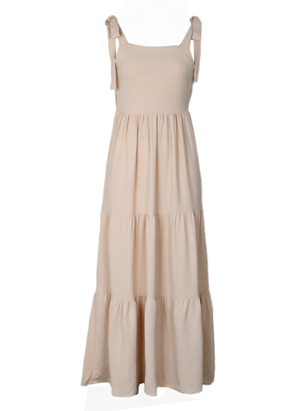 Ladies new backless solid color suspender dress - Image 3