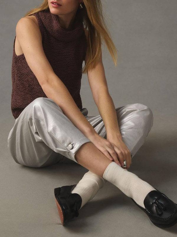 Women's Knitted Sleeveless Scarf Collar Street Fashion Sweater Vest - Image 4