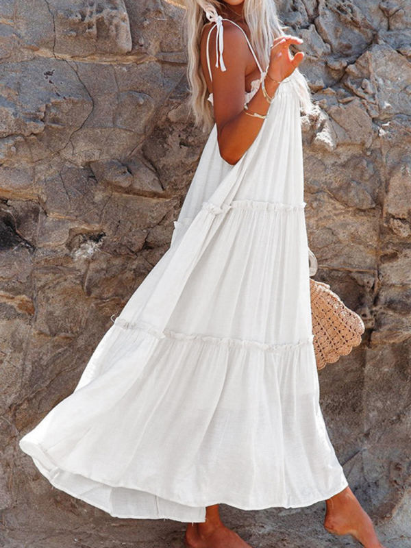 Women's solid color sexy suspender midi skirt - Image 3