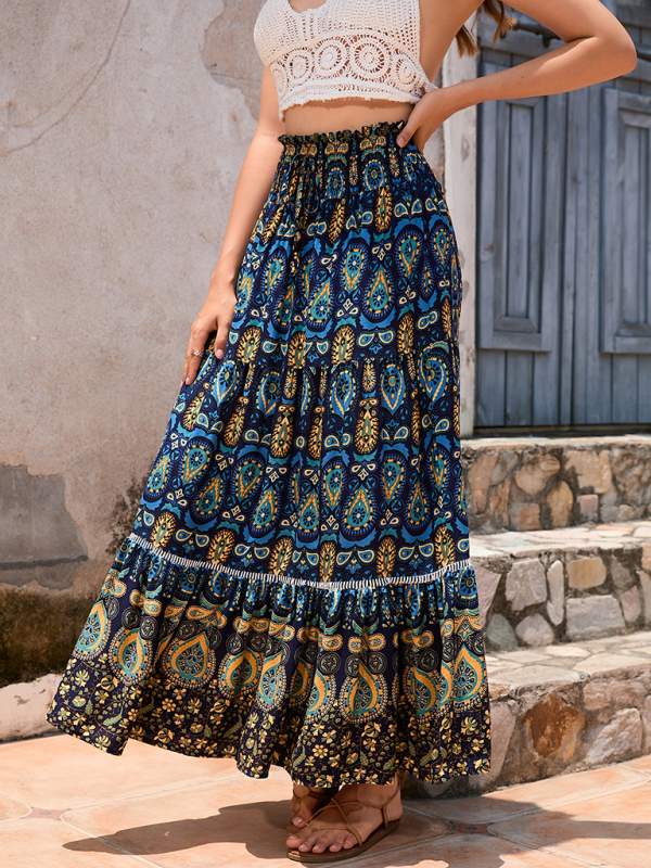 New Women's Bohemian Hollow Printed Patchwork Skirt - Image 15