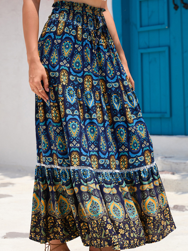 New Women's Bohemian Hollow Printed Patchwork Skirt - Image 3