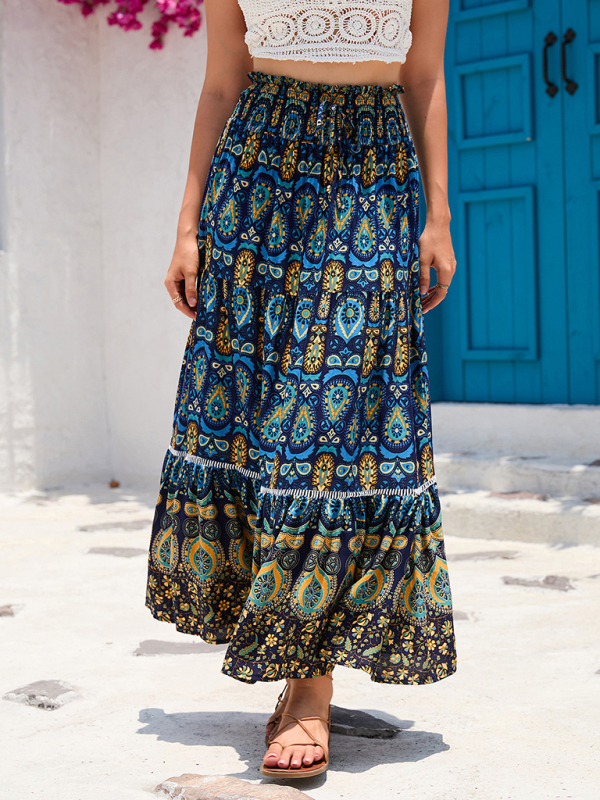 New Women's Bohemian Hollow Printed Patchwork Skirt - Image 12