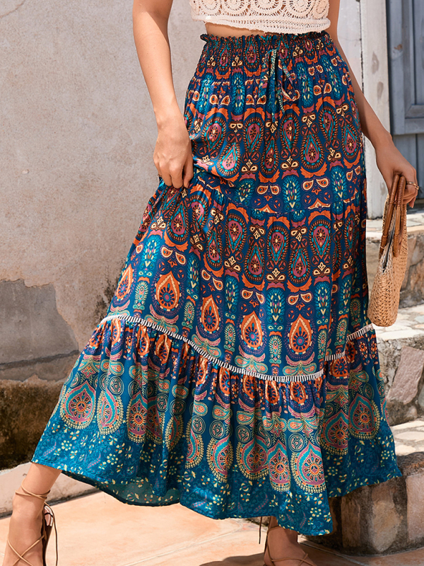 New Women's Bohemian Hollow Printed Patchwork Skirt - Image 2