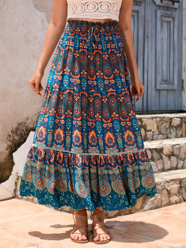New Women's Bohemian Hollow Printed Patchwork Skirt - Image 9