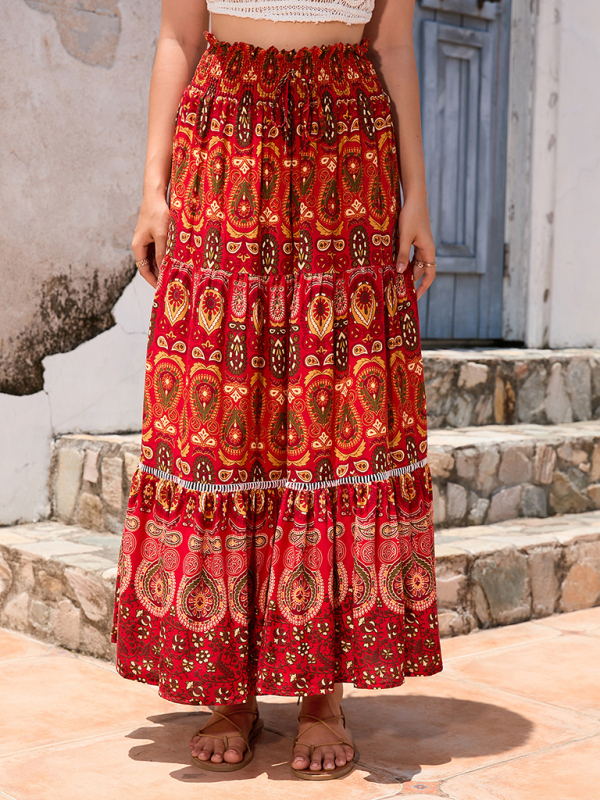 New Women's Bohemian Hollow Printed Patchwork Skirt - Image 7