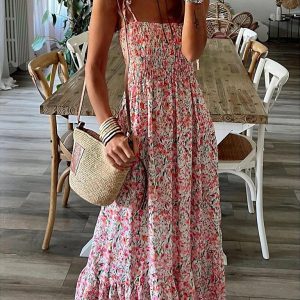 New women's printed suspender dress