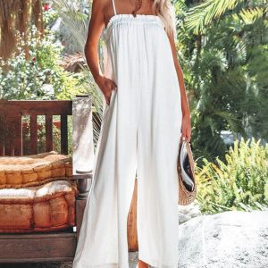New loose high-waisted wide-leg fashion suspender jumpsuit