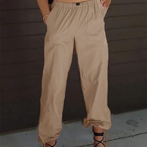 Women's Pants Casual Solid Color Pocket Elastic Waist Jogging Hip Hop Dance Pants