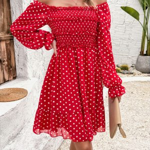 New spring and summer temperament casual polka dot dress