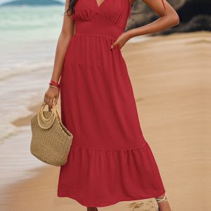 Elegant resort style women's backless dress