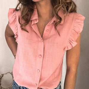 New casual solid color lapel loose shirt