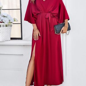 Women's new style elegant V-neck loose dress