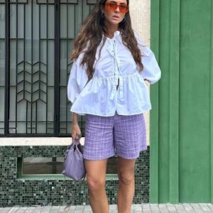 New Sweet Casual Strappy Round Neck Puff Sleeve Versatile Shirt