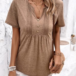 Women's casual solid color short-sleeved T-shirt tops