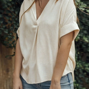 Women's solid color casual comfortable cotton and linen shirt