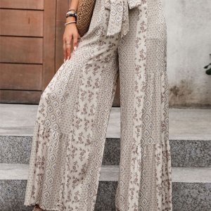 New high-waisted wide-leg trousers with stitching ethnic style casual wide-leg trousers
