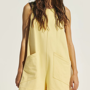 New loose solid color vest casual jumpsuit